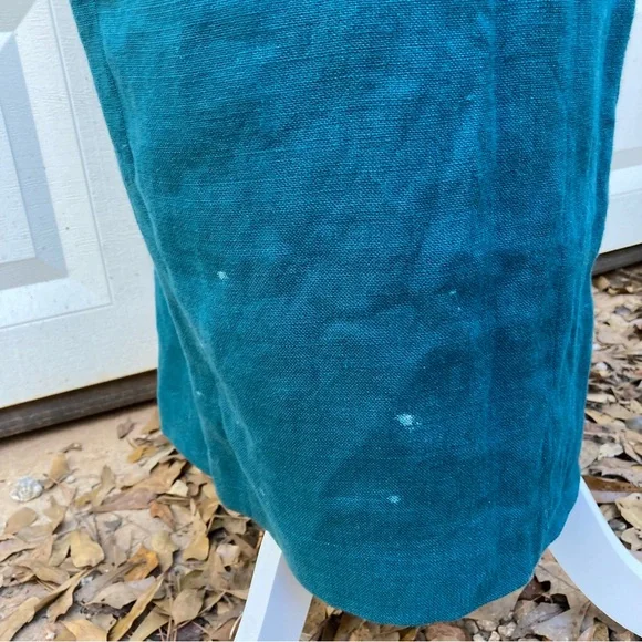Liz Claiborne Vintage Linen Maxi Dress Womens 10 Green 90s Button Front Pockets - Picture 7 of 16